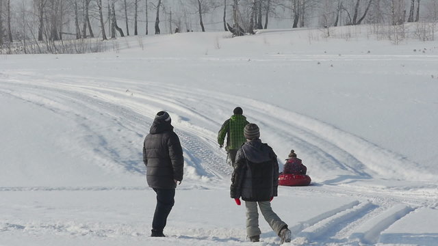 Walking in a winter park