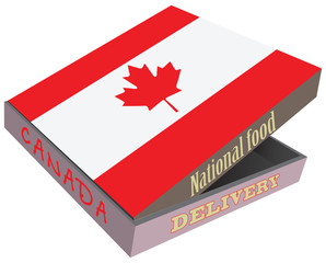 Cardboard box delivery food - national flag Canada