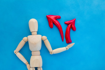 wood man in doubt, having to shoose between two different choice