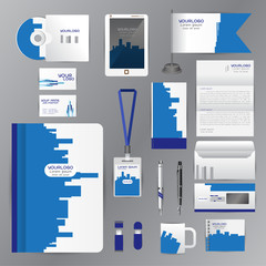 White identity template with blue origami elements. Vector compa © ploygraphic