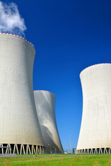 Cooling towers of nuclear power plant Temelin in Czech Republic Europe