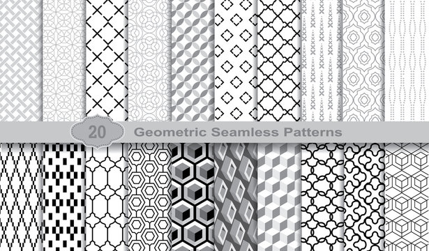 Geometric Seamless Patterns., pattern swatches included for illustrator user, pattern swatches included in file, for your convenient use.