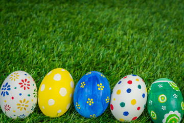 Easter Eggs on Fresh Green Grass
