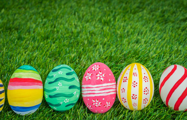 Easter Eggs on Fresh Green Grass