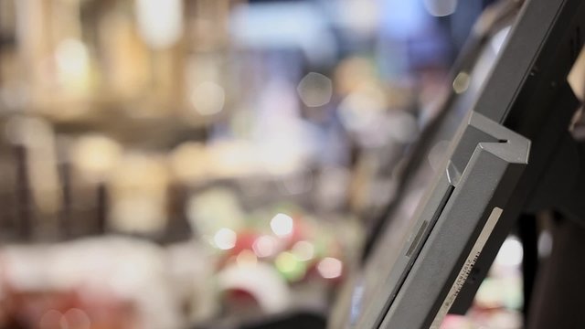 Credit card reader in a shop