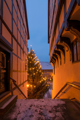 Blick zum Weihnachtsmarkt in Stolberg, Harz in Sachsen-Anhalt