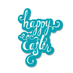 Happy Easter typographic background. Calligraphic inscription: Happy Easter. Happy Easter lettering poster. Happy easter hand lettering. Modern calligraphy