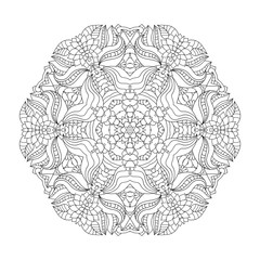 Floral mandala. Pattern for coloring book in vector.