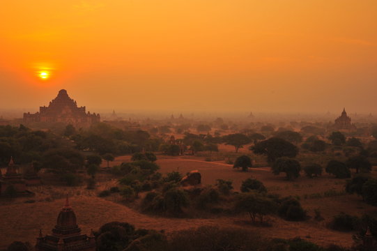 View Point of Old Pagodas in Bagan, Myanmar