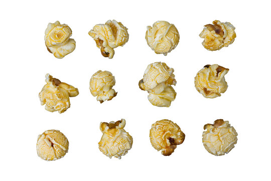 Group of Caramel Popcorn Isolated