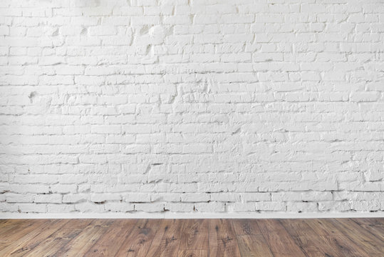 white brick wall texture background wooden floor loft