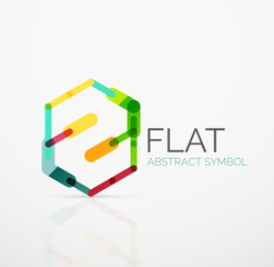 Logo - abstract minimalistic linear flat design. Business hi-tech geometric symbol, multicolored segments lines