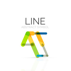 Linear abstract logo, connected multicolored segments of lines geometrical figure