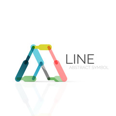 Linear abstract logo, connected multicolored segments of lines geometrical figure