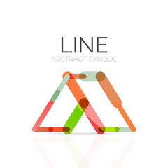 Linear abstract logo, connected multicolored segments of lines geometrical figure