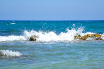 Blue sky and seascape.