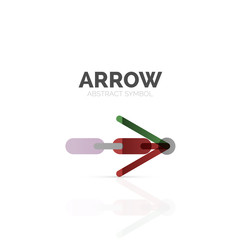Linear arrow abstract logo, connected multicolored segments of lines in directional pointer figure