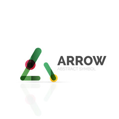 Linear arrow abstract logo, connected multicolored segments of lines in directional pointer figure