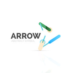 Linear arrow abstract logo, connected multicolored segments of lines in directional pointer figure