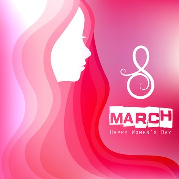 Happy  Women's Day Greeting Card with Female Face