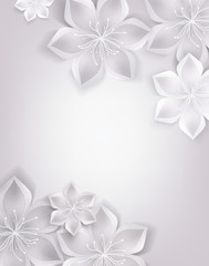 Elegant white background with textile flowers