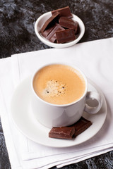 freshly made espresso shot with chocolate