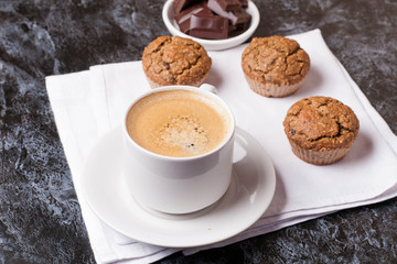 cup of coffee, chocolate and cakes