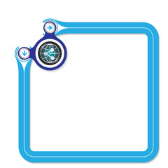 Blue frame for your text and globe symbol and share symbol
