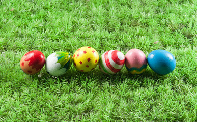 Easter eggs on green grass