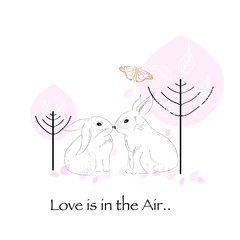 cute bunnies in love card design