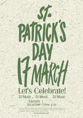 Saint Patrick's day  poster calligraphic design, Vector template. 