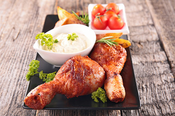 grilled chicken with french fries