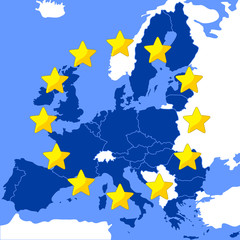 Map of the European Union stylized as a flag.