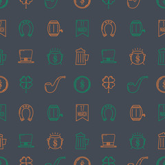 Saint Patrick's Day seamless pattern with line icons. Vector illustration.