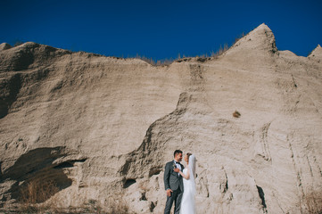 Wedding couple at the clay career