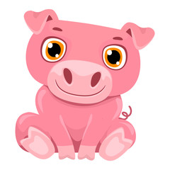 Obraz na płótnie Canvas Illustration of Cartoon Pig