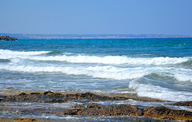 Rocks on the coast of Aegean Sea.