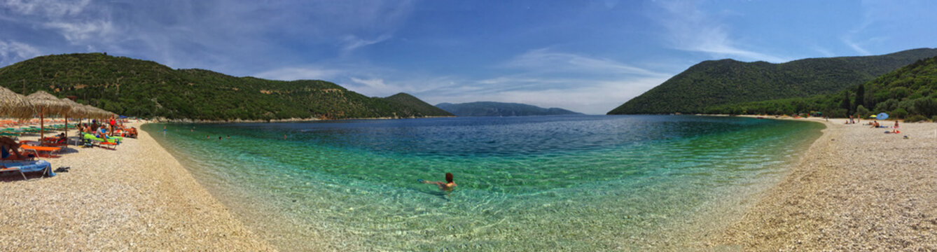 Panoramic view of Antisamos Beach in Greece