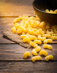 macaroni pasta spaghetti on wood,morning