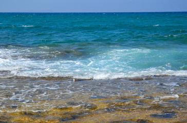 Blue sky and seascape.