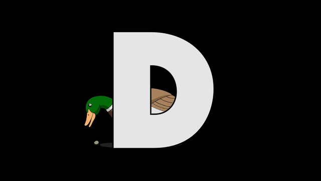 Letter D and Duck (background)
Animated animal alphabet. HD footage with alpha channel. Animal in a background of letter.