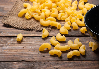 macaroni pasta spaghetti on wood,morning