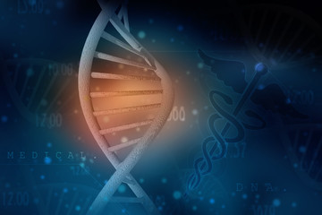 Digital illustration DNA structure in colour background