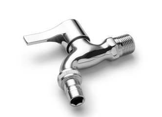 Stainless steel tap isolated on white background