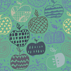 Apple doodle seamless pattern