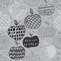 Apple doodle seamless pattern