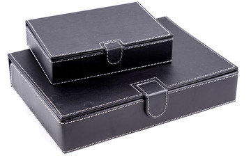 black leather boxes isolated on white background