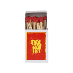 Red match in paper box isolated on white