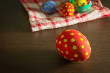 Easter eggs on wooden background