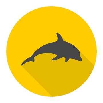 Dolphin Silhouette icon with long shadow